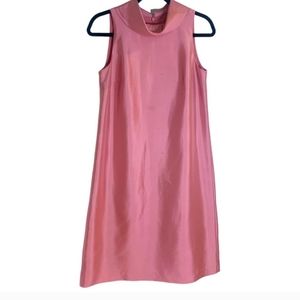 SOLD!!!Talbots Sz 12 Salmon/Soft Pink Silk Sleeveless rollover Collar Dress